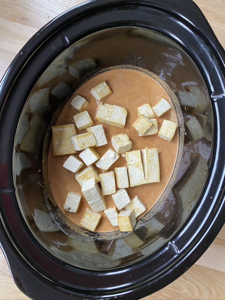 Slow Cooker Peanut Tofu & Broccoli Six Vegan Sisters